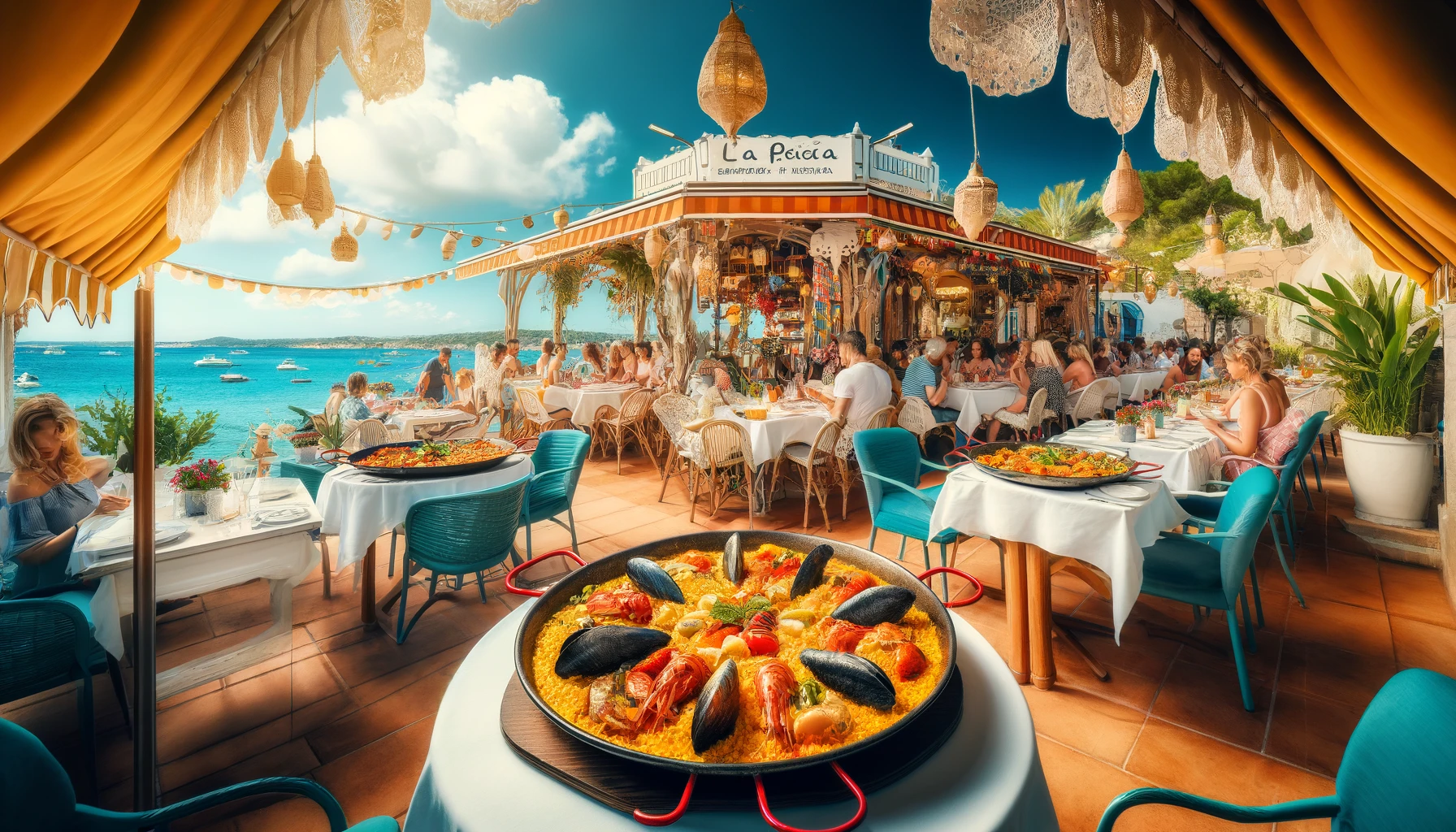 representación terraza con paellas